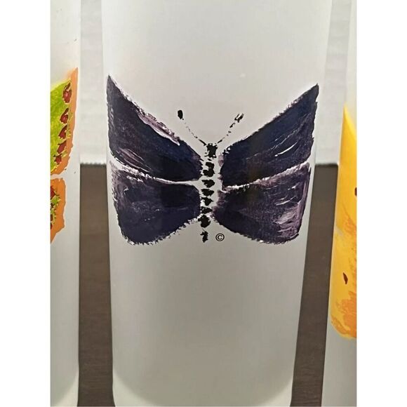 4 Dartington Designs Rare Glassware Butterfly Frosted Highball Tom Collins Set F - Picture 4 of 10